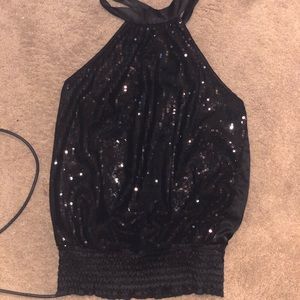 Black sequence halter top new without tags
